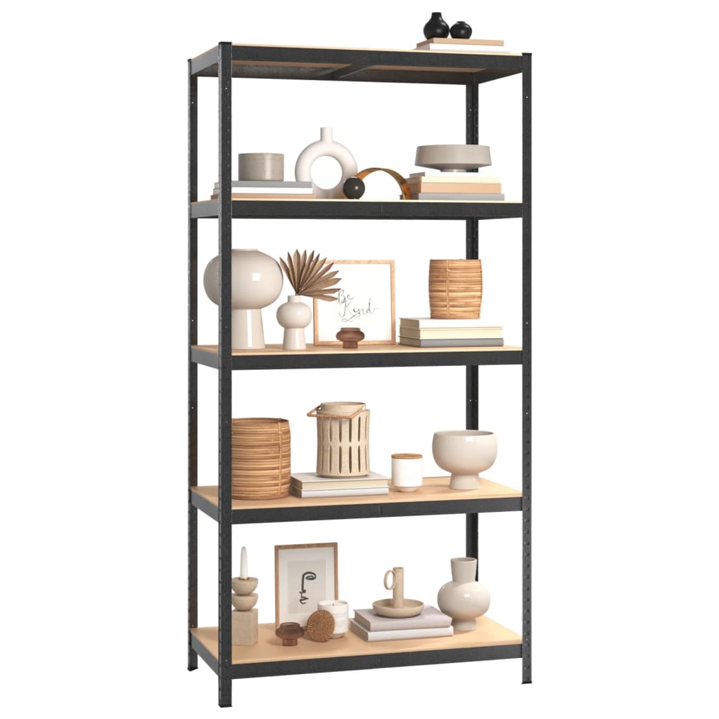 5-Layer Heavy-duty Shelf Gray Steel and Engineered Wood