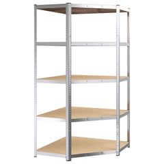 5-Layer Heavy-duty Corner Shelf Silver Steel and Engineered Wood