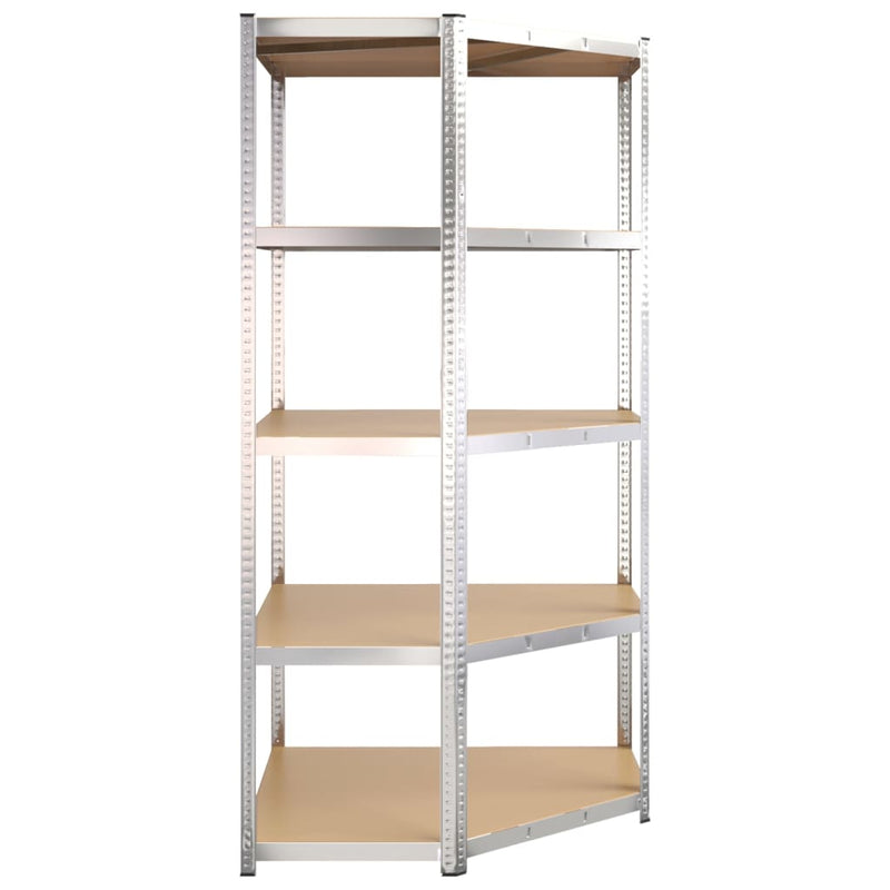 5-Layer Heavy-duty Corner Shelf Silver Steel and Engineered Wood