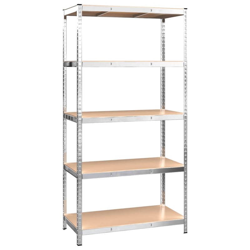 Layer Storage Shelf Silver Steel and Engineered Wood