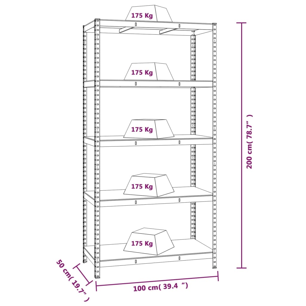 Layer Storage Shelf Silver Steel and Engineered Wood