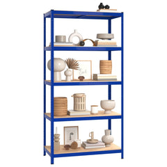 Durable 5-Layer Storage Shelf Made of Blue Steel and Engineered Wood