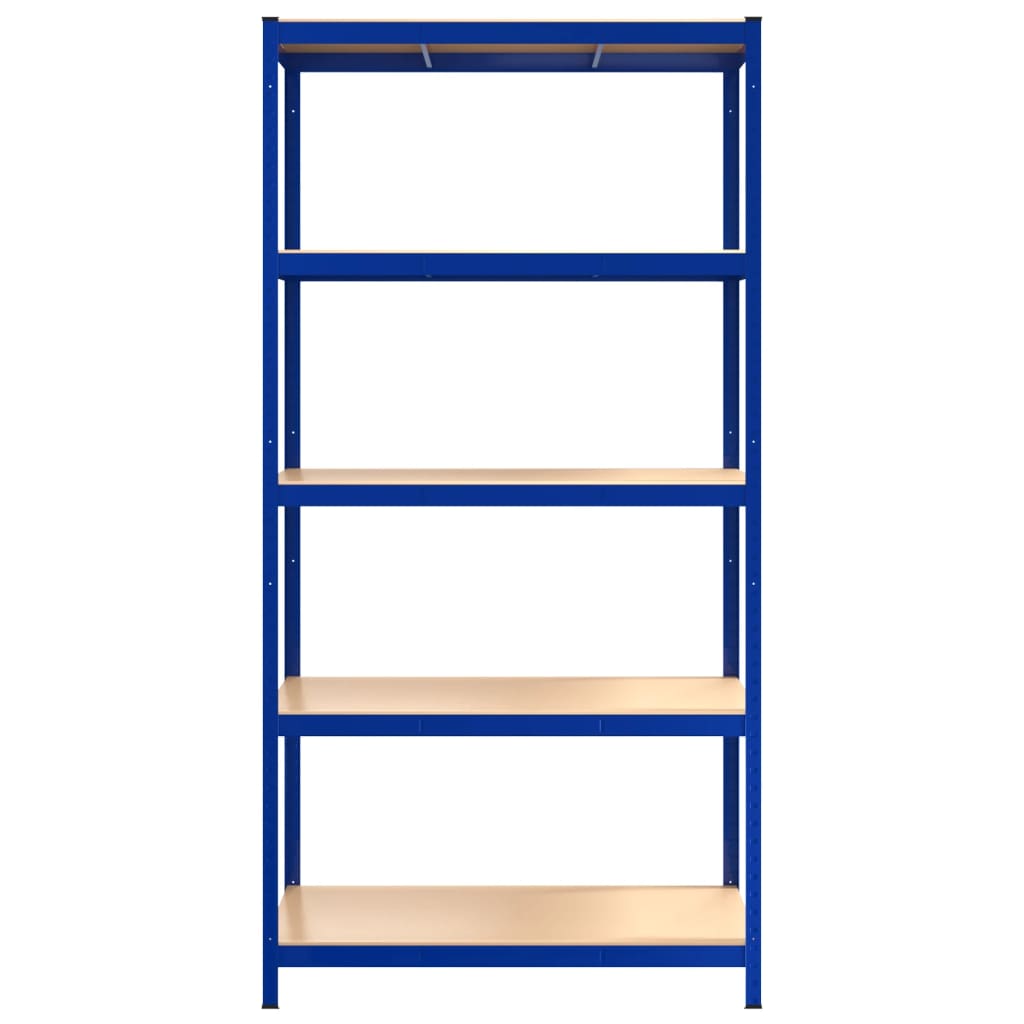 Durable 5-Layer Storage Shelf Made of Blue Steel and Engineered Wood