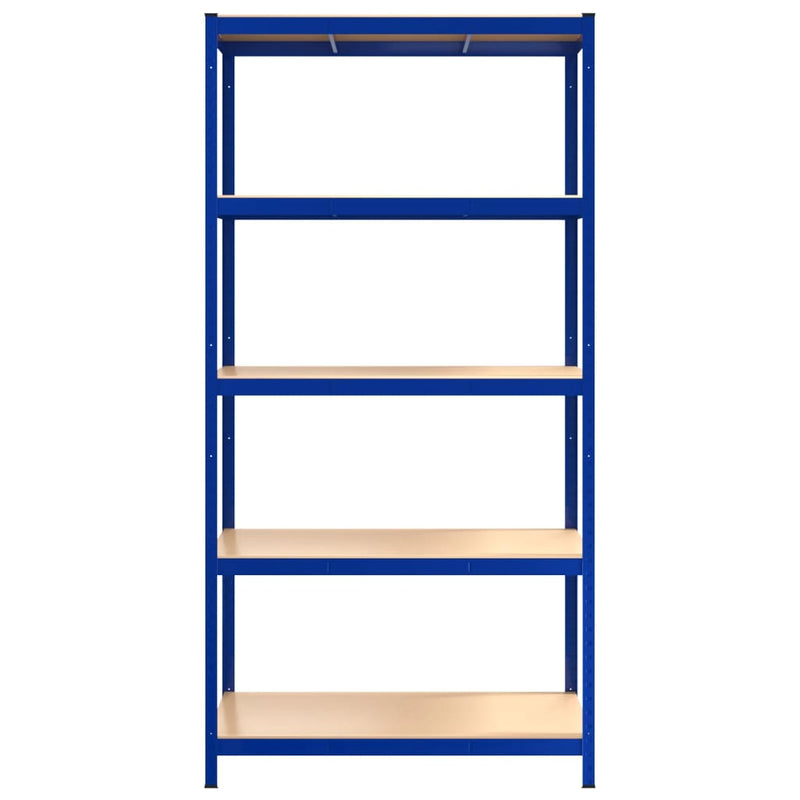 Durable 5-Layer Storage Shelf Made of Blue Steel and Engineered Wood