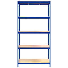 Durable 5-Layer Storage Shelf Made of Blue Steel and Engineered Wood