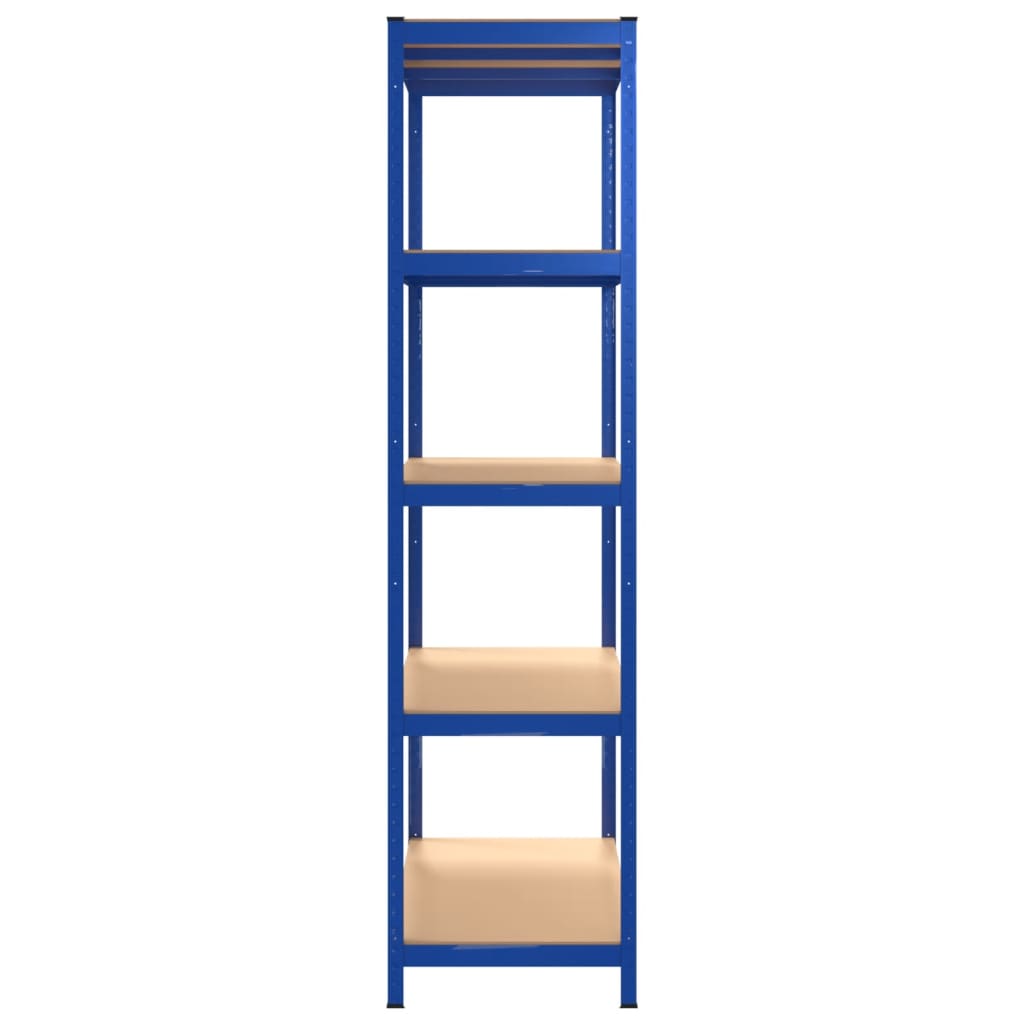 Durable 5-Layer Storage Shelf Made of Blue Steel and Engineered Wood