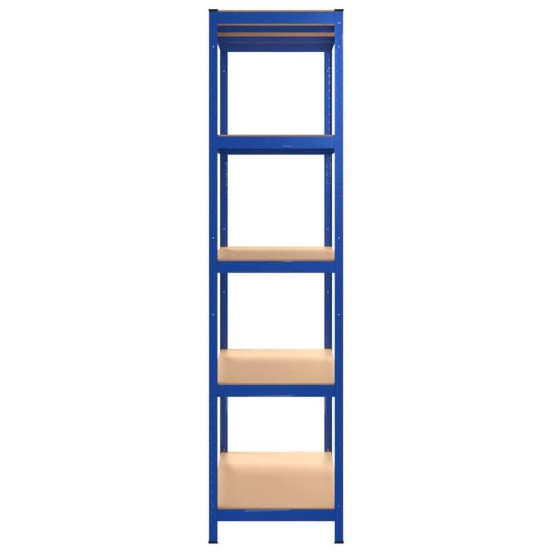 Durable 5-Layer Storage Shelf Made of Blue Steel and Engineered Wood