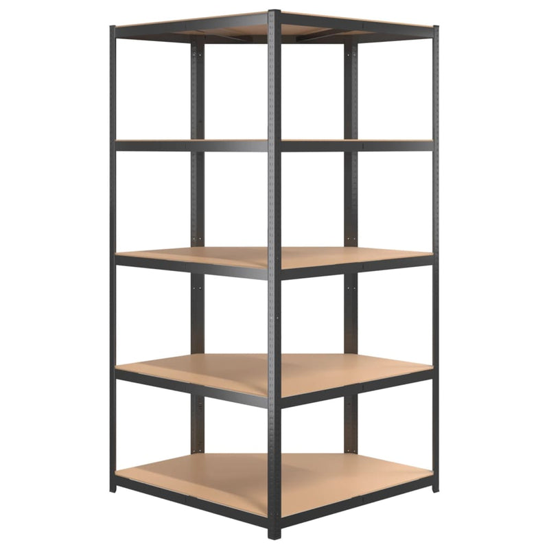 5-Layer Corner Shelf Anthracite Steel&Engineered Wood