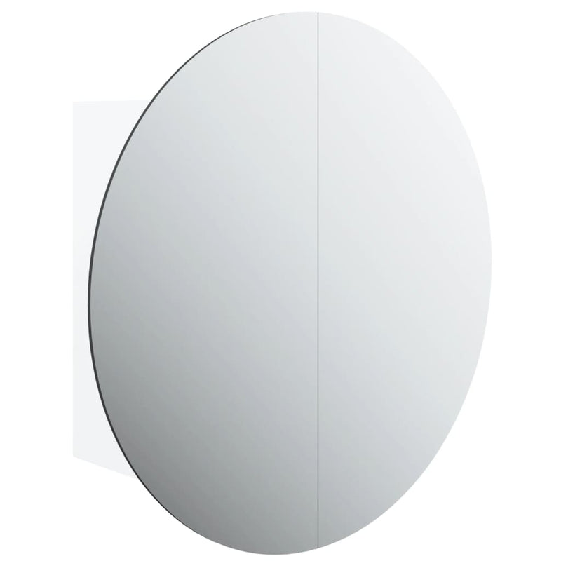 Bathroom Cabinet with Round Mirror&LED White 18.5x18.5x6.9