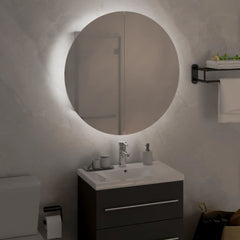 Bathroom Cabinet with Round Mirror&LED White 18.5x18.5x6.9