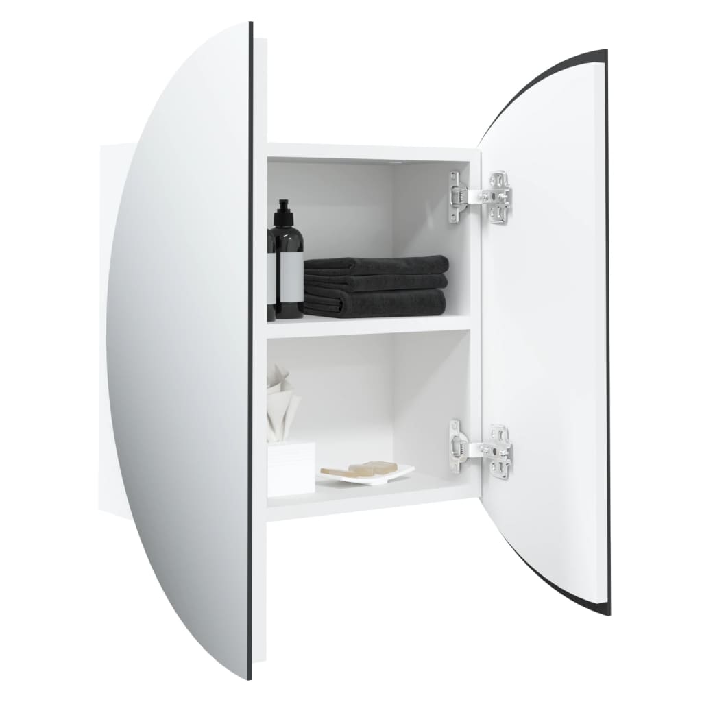 Bathroom Cabinet with Round Mirror&LED White 18.5x18.5x6.9