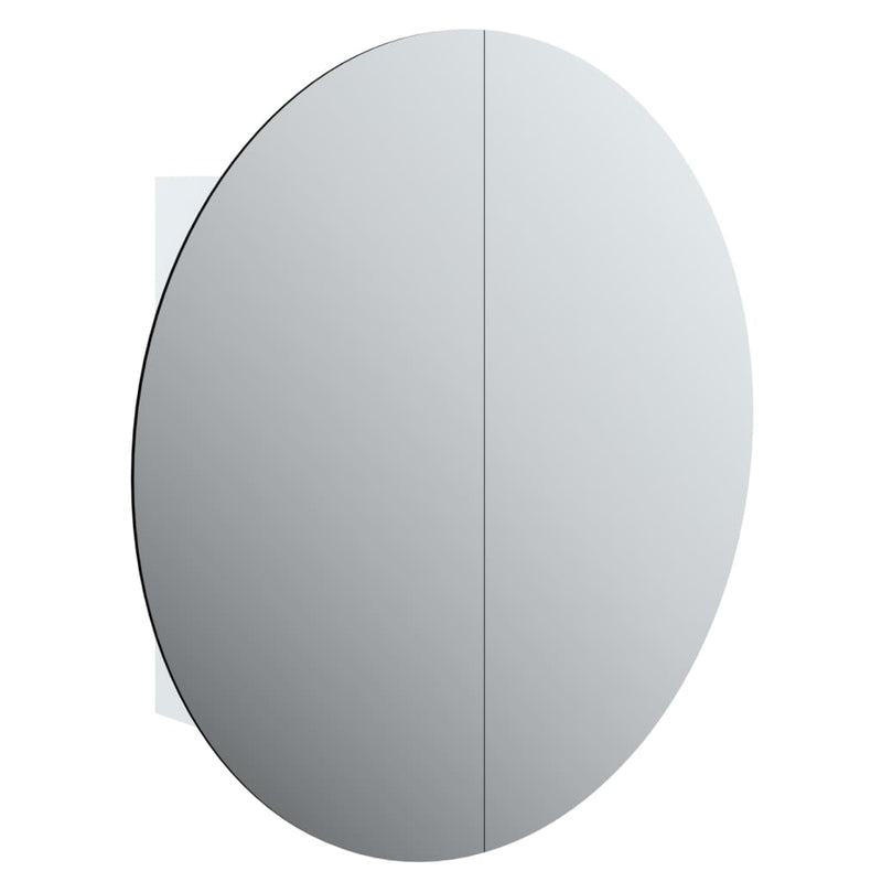 21.3x21.3x6.9 Bathroom Cabinet White with Round Mirror & LED