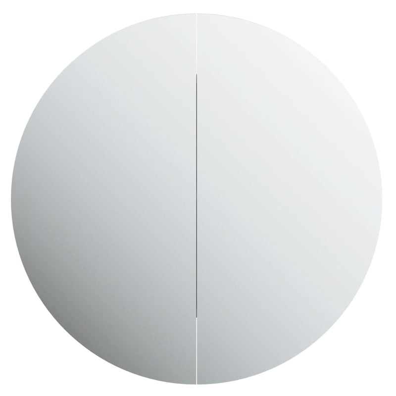 21.3x21.3x6.9 Bathroom Cabinet White with Round Mirror & LED