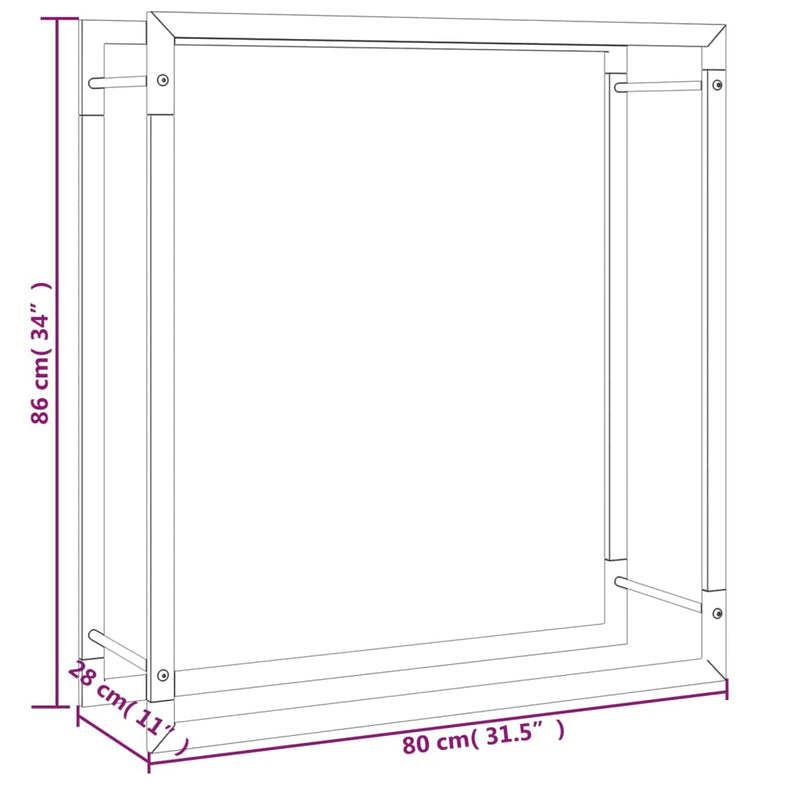 Firewood Rack Matt Black 31.5x11x33.9 Steel