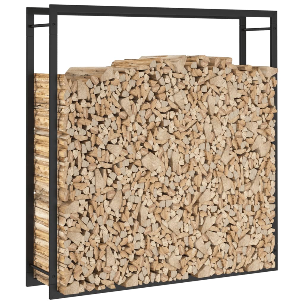 43.3"x11"x45.7" Firewood Rack in Matt Black Steel