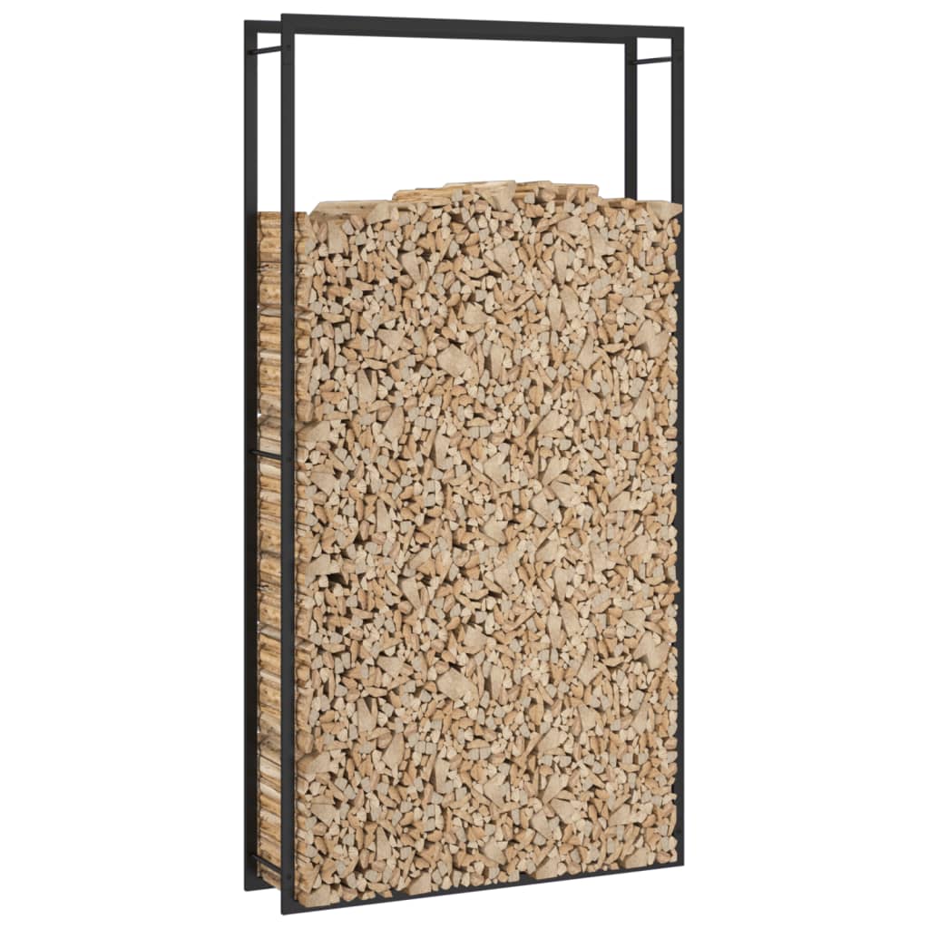 Firewood Rack Matt Black 43.3x11x84.3 Steel