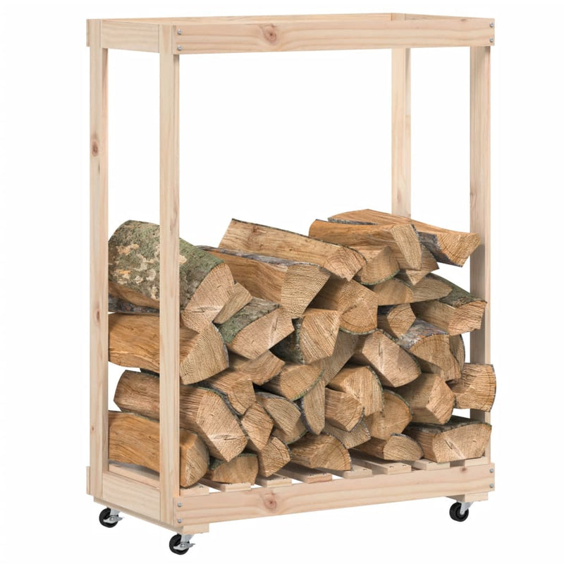 Log Holder with Wheels 30.1x15.7x42.5 Solid Wood Pine