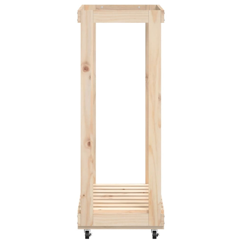 Log Holder with Wheels 30.1x15.7x42.5 Solid Wood Pine