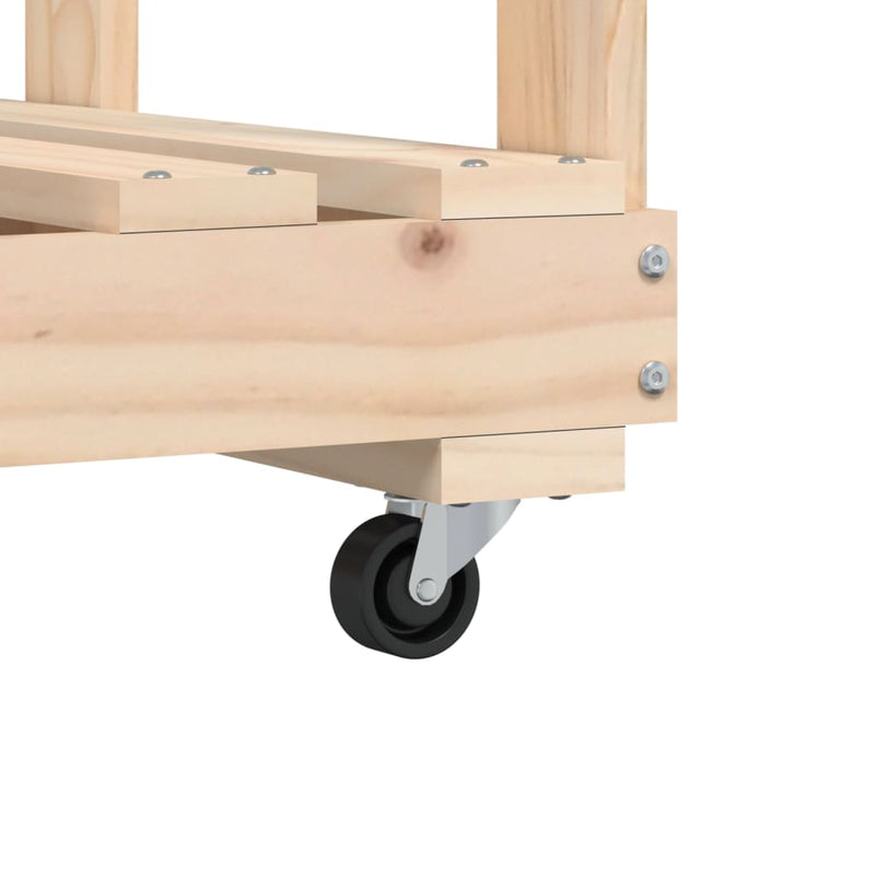 Log Holder with Wheels 30.1x15.7x42.5 Solid Wood Pine