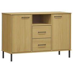 Brown Sideboard OSLO with Metal Legs 44.5x15.7x30.3 Solid Wood