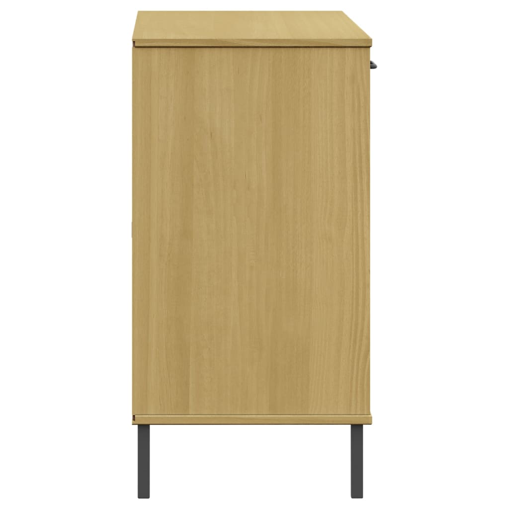 Brown Sideboard OSLO with Metal Legs 44.5x15.7x30.3 Solid Wood