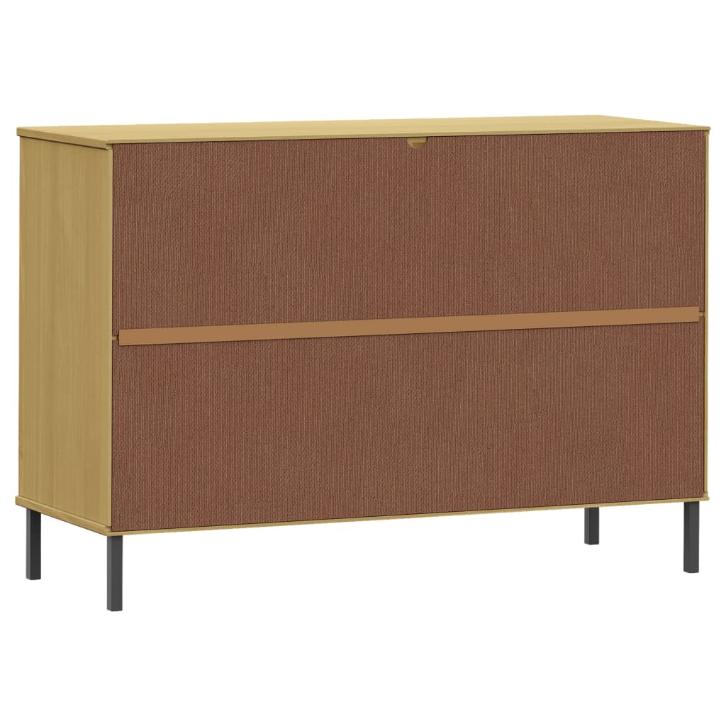 Brown Sideboard OSLO with Metal Legs 44.5x15.7x30.3 Solid Wood