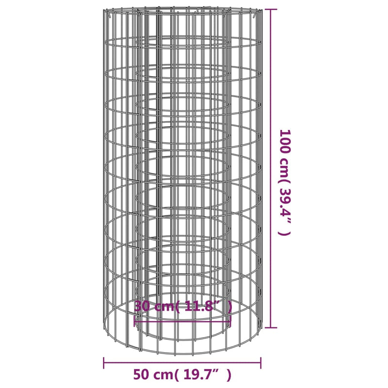 19.7" Gabion Fire Pit – Galvanized Iron for Durable Outdoor Heating