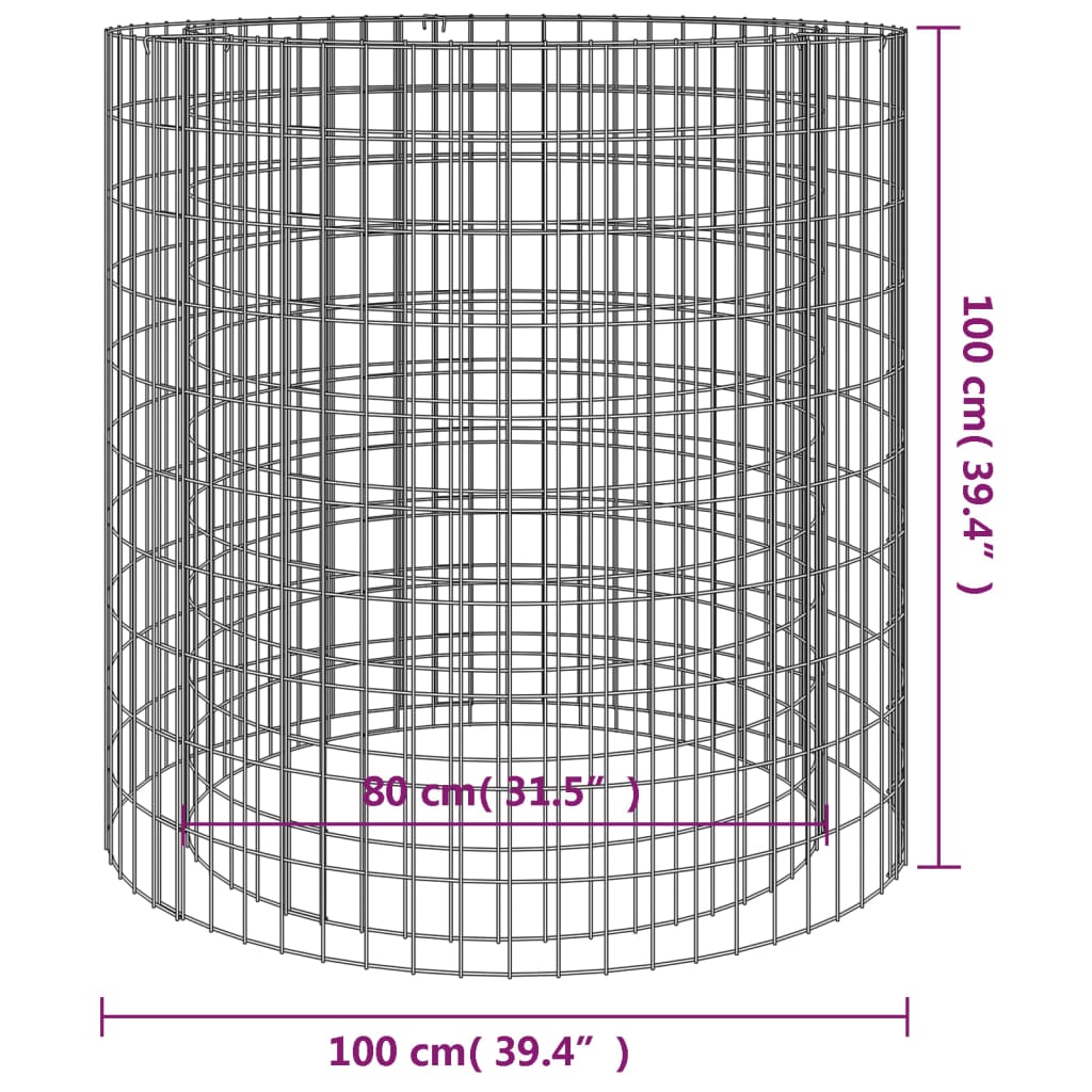 39.4" Galvanized Iron Gabion Fire Pit – Durable Outdoor Fire Pit