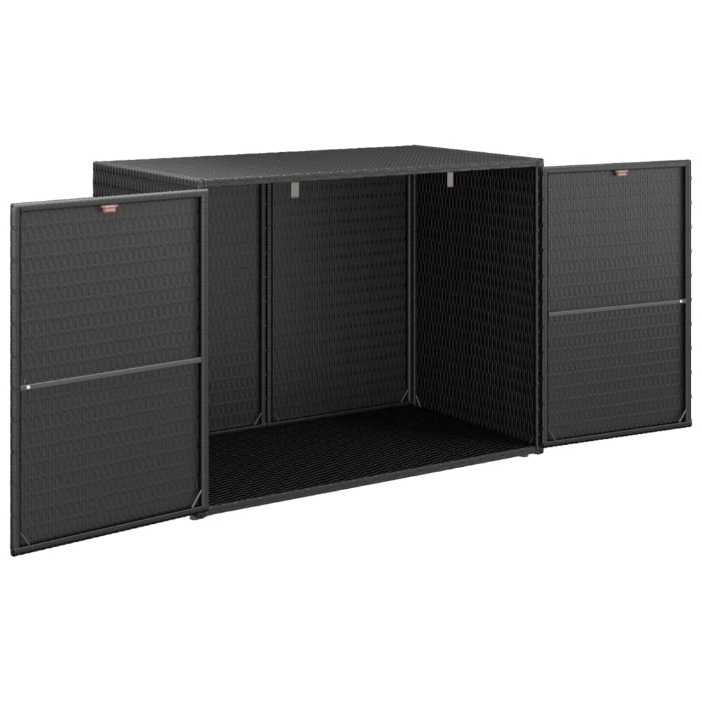 Black Poly Rattan Garden Storage Cabinet 39.4x21.9x31.5