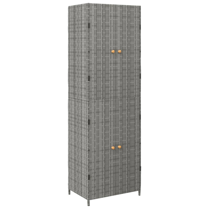 Garden Storage Cabinet Gray 23.2x15.7x70.9 Poly Rattan