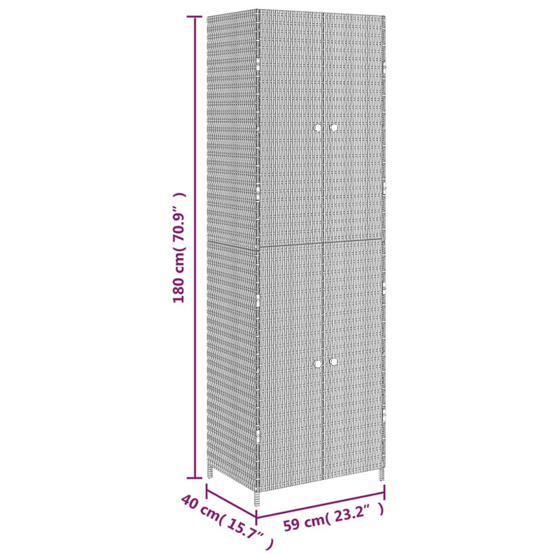 Garden Storage Cabinet Gray 23.2x15.7x70.9 Poly Rattan