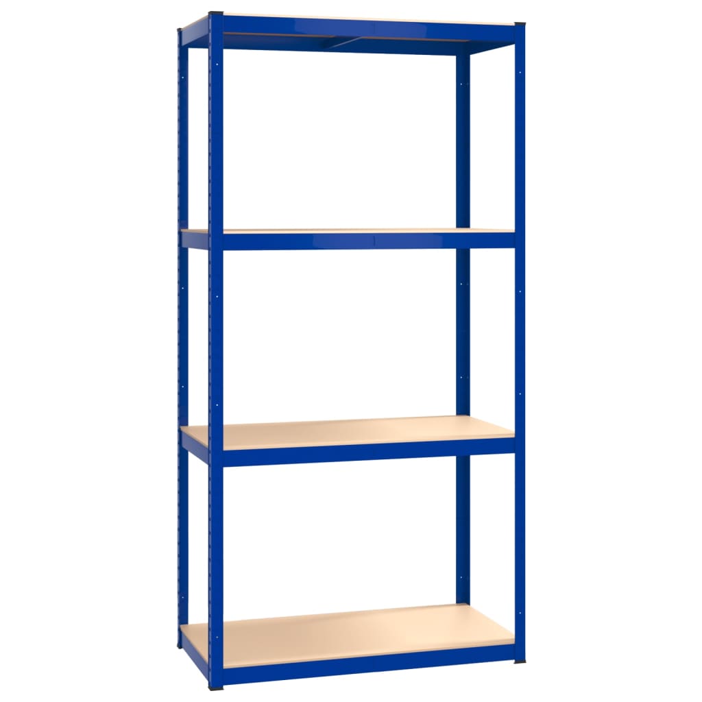 4-Layer Shelves 3 pcs Blue Steel and Engineered Wood