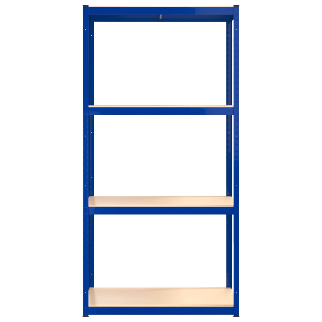 4-Layer Shelves 3 pcs Blue Steel and Engineered Wood