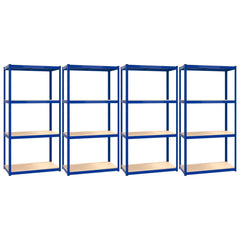 4-Layer Shelves 4 pcs Blue Steel and Engineered Wood