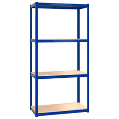 4-Layer Shelves 4 pcs Blue Steel and Engineered Wood