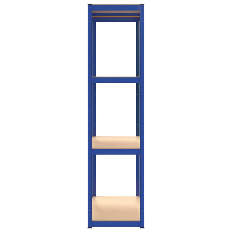 4-Layer Shelves 4 pcs Blue Steel and Engineered Wood