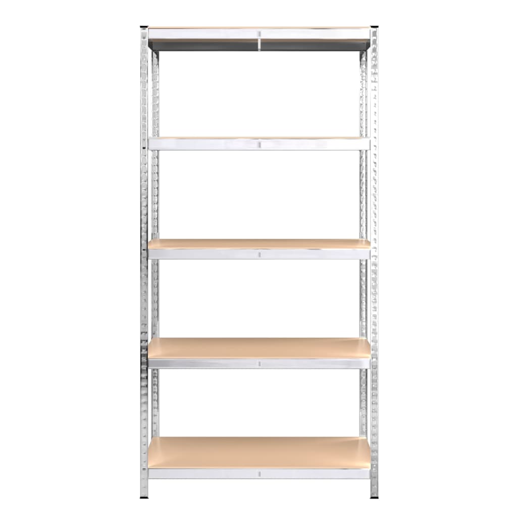 5-Layer Heavy-duty Shelves 2 pcs Silver Steel and Engineered Wood