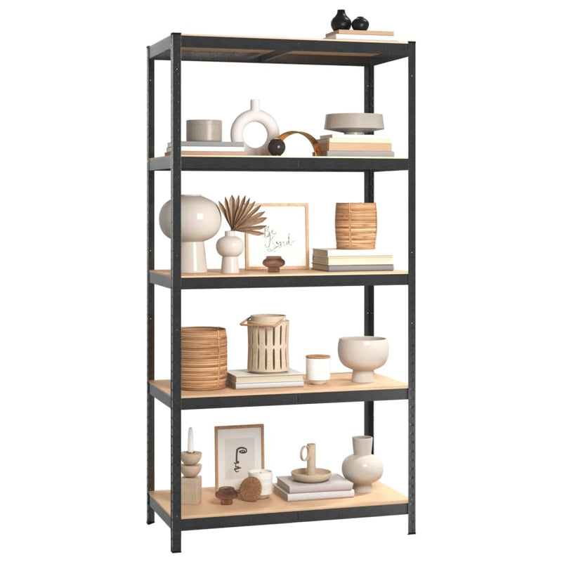 5-Layer Heavy-duty Shelves 2 pcs Gray Steel and Engineered Wood