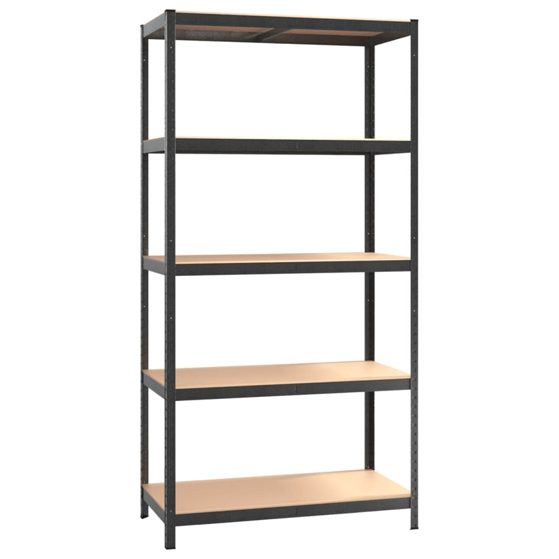 5-Layer Heavy-duty Shelves 2 pcs Gray Steel and Engineered Wood