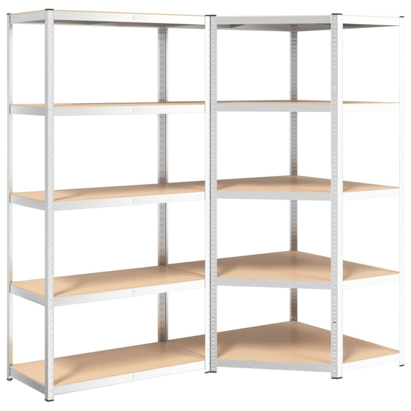 5-Layer Heavy-duty Shelves 2 pcs Silver Steel and Engineered Wood