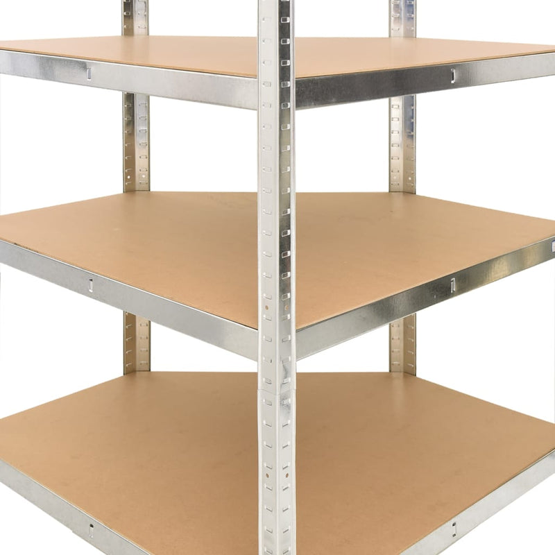 5-Layer Heavy-duty Shelves 2 pcs Silver Steel and Engineered Wood