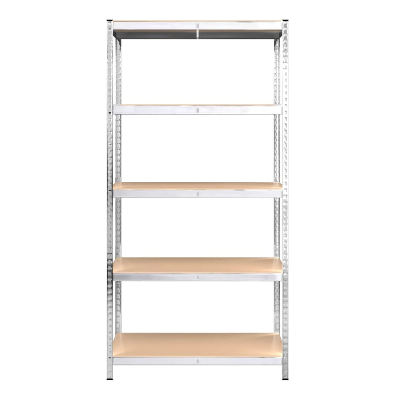 5-Layer Heavy-duty Shelves 2 pcs Silver Steel and Engineered Wood