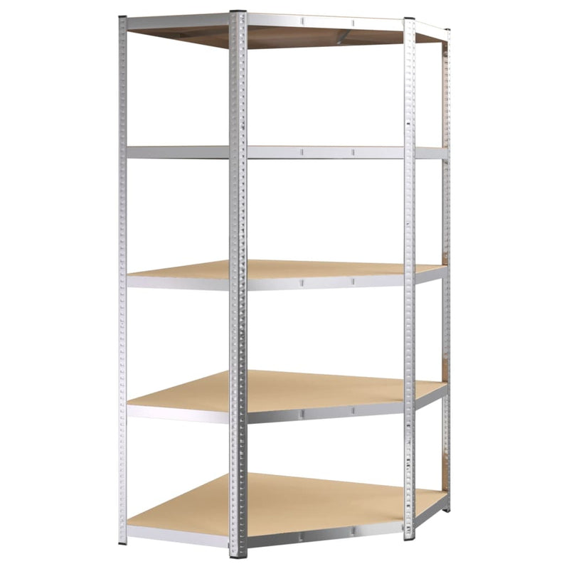 5-Layer Heavy-duty Shelves 2 pcs Silver Steel and Engineered Wood