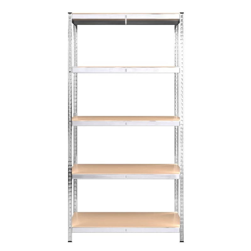 5-Layer Shelves 2 pcs Silver Steel&Engineered Wood