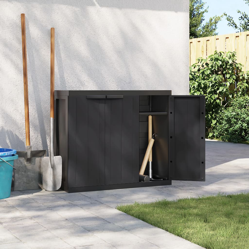 Black PP Outdoor Storage Cabinet 38.2x14.6x33.5