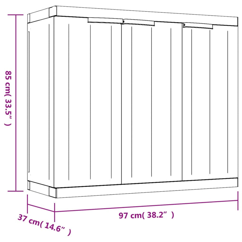 Black PP Outdoor Storage Cabinet 38.2x14.6x33.5