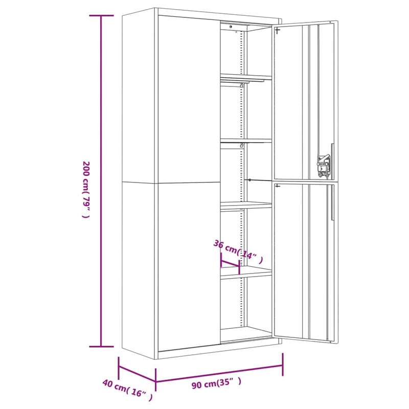 File Cabinet Light Gray 35.4x15.7x78.7 Steel