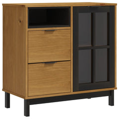 31.5x15.7x31.5 Solid Wood Pine Sideboard with Glass Door