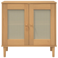 Brown Sideboard SENJA with Rattan Look 31.5x13.8x31.5 Solid Wood Pine