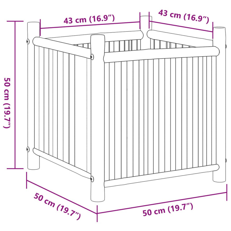 Bamboo Planter 19.7 x 19.7 x 19.7 Inches